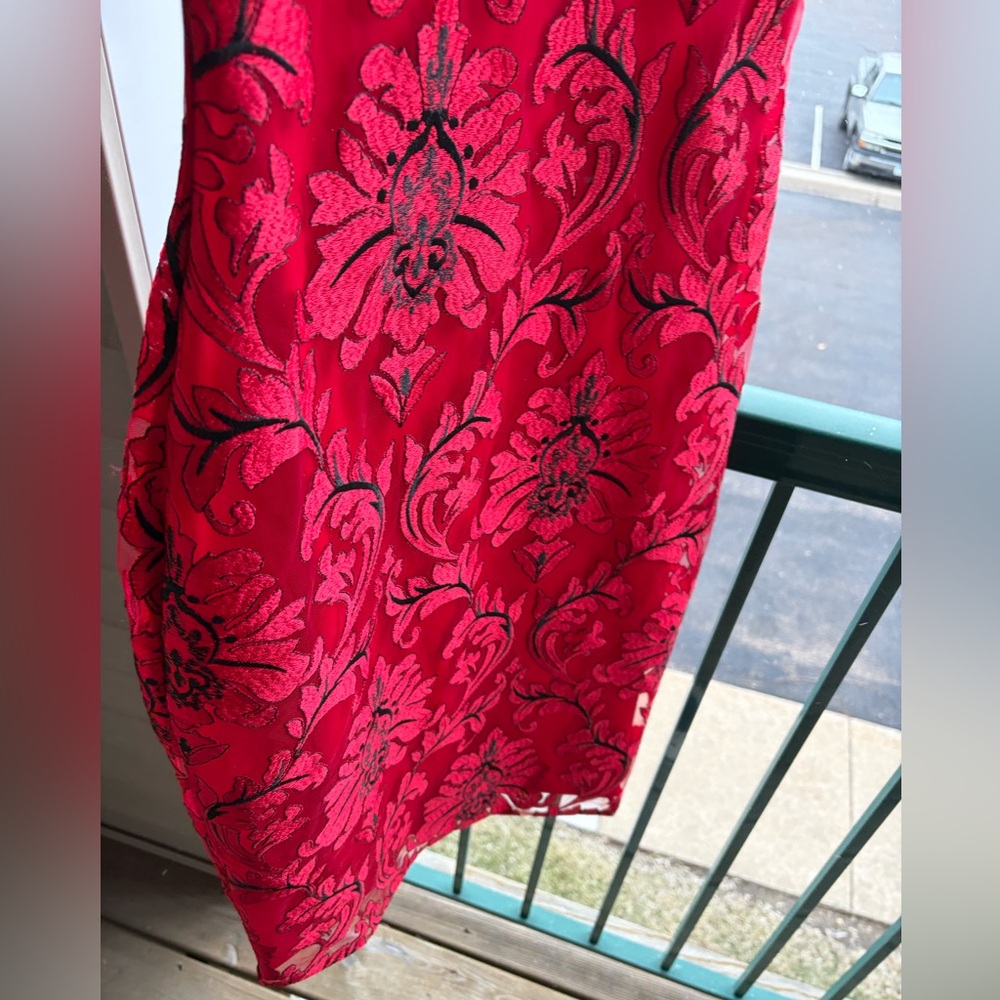 🆕SIENA RedBlack Floral Jacquard Mini Dress Size 10 Fitted Cocktail Party Holiday - Picture 9 of 14